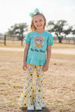 Western "not Today Heifer" turquoise top floral pant girls boutique set XCH0013-4H (A5S1)