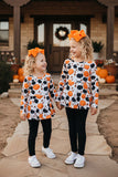Orange & black pumpkins top black pant Halloween girls boutique set XCH0013-7H 9S4