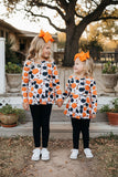 Orange & black pumpkins top black pant Halloween girls boutique set XCH0013-7H 9S4