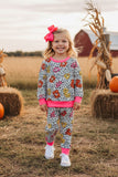 Western leopard & floral top pant girls boutique set XCH0015-13H A1S7