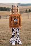 JUST A GIRL WHO LOVES COWS top & pant girls boutique set XCH0015-27H (A5S5)