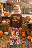 MOMMY'S LITTLE turkey brown top bell bottom girls boutique set XCH0015-2H 9S4