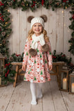 HoHoHo & Santa & Christmas tree print long sleeve girls boutique dress XCH0017-3H 7S1