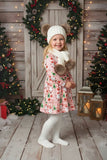 HoHoHo & Santa & Christmas tree print long sleeve girls boutique dress XCH0017-3H 7S1