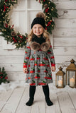 Christmas Red truck & tree & plaid long sleeve girls boutique dress XCH0017-8H 7S2
