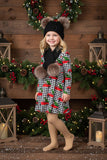 Christmas Red truck & tree & plaid long sleeve girls boutique dress XCH0017-8H 7S2
