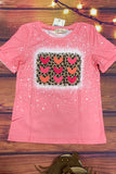 XCH0019-9H Kids hearts & leopard printed short sleeve top