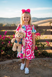 Western floral & Leopard prints short sleeve girls boutique dress XCH0020-3H (A2S5)