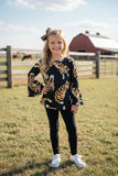 Western tiger top black legging girls boutique sets XCH0024-3H (A10S1)