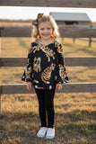 Western tiger top black legging girls boutique sets XCH0024-3H (A10S1)