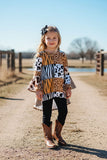Western animal prints high-low top black legging girls boutique set XCH0024-4H (A10S1)