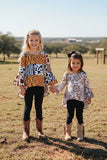 Western animal prints high-low top black legging girls boutique set XCH0024-4H (A10S1)
