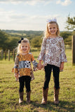 Western paisley bell sleeve top black legging girls boutique set XCH0024-7H (A10S2)