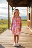Western dailsy smocked tie-shoulder girls boutique dress XCH03005 A2S1