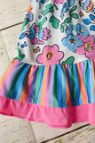Girls dress vendors Stripes & floral prints & sleeveless w/buttons XCH03022