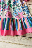 Girls dress vendors Stripes & floral prints & sleeveless w/buttons XCH03022