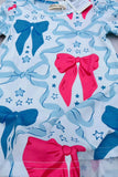 Southern Stitch blue & pink bows printed short sleeve girls dress XCH03046 A9S8