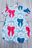Southern Stitch blue & pink bows printed short sleeve girls dress XCH03046 A9S8