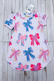 Southern Stitch pink blue bows printed short sleeve girls dress XCH03047 A1S2