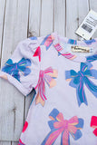 Southern Stitch pink blue bows printed short sleeve girls dress XCH03047 A1S2