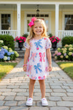 Southern Stitch pink blue bows printed short sleeve girls dress XCH03047 A1S2