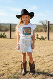 Western Little MISS SASSY PARTY top silver fringe skirt girls boutique set XCH0333-16H (A4S1)