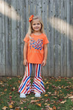 Western "FALL VIBES" orange top & stripes girls boutique set XCH0333-26H 9S3
