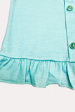 Tiffany blue top w/pink floral shorts girls boutique set XCH0333-2H (A5S6)