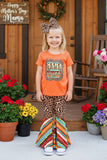 XCH0333-4H Wholesale MAMA tried leopard print top bell bottom girls sets (A5S5)