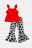 Western red top & cow bell bottom girls boutique set XCH0333-6H (A7S3)