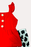 Western red top & cow bell bottom girls boutique set XCH0333-6H (A7S3)