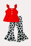 Western red top & cow bell bottom girls boutique set XCH0333-6H (A7S3)