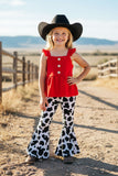 Western red top & cow bell bottom girls boutique set XCH0333-6H (A7S3)
