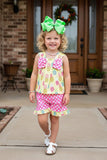 Trendy Pineapple & Polka dots top shorts 2pc girls boutique set XCH04019 (A8S2)