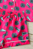 Girls pajamas sets wholesale Cheer prints fuchsia top & shorts 2pc kids sets XCH04027