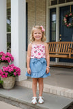 Western chic Ladybug top & denim shorts 2pcs girls boutique set XCH04031 (A4S1)
