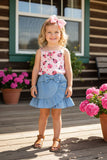 Western chic Ladybug top & denim shorts 2pcs girls boutique set XCH04031 (A4S1)