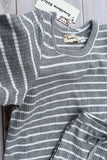 Grey striped short sleeve top & bell bottom pant 2pc girls set XCH04047