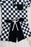 Black checkered short sleeve top & shorts 2pc boy's set XCH04050
