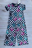 Western Mom and me checkered 8-balls top & pant girls boutique set XCH04071