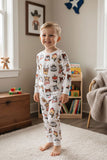 Chic animal print top and pant pajamas unisex kids boutique set XCH04077