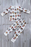 Chic animal print top and pant pajamas unisex kids boutique set XCH04077