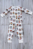 Chic animal print top and pant pajamas unisex kids boutique set XCH04077