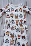 Chic animal print top and pant pajamas unisex kids boutique set XCH04077