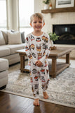 Chic animal print top and pant pajamas unisex kids boutique set XCH04077