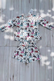 Western cowgirl long sleeve top & shorts girls boutique set XCH04078
