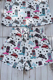 Western cowgirl long sleeve top & shorts girls boutique set XCH04078