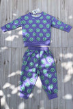 Western mint smile face long sleeve sweatshirt & pant girls boutique set XCH04079