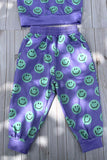 Western mint smile face long sleeve sweatshirt & pant girls boutique set XCH04079