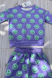 Western mint smile face long sleeve sweatshirt & pant girls boutique set XCH04079
